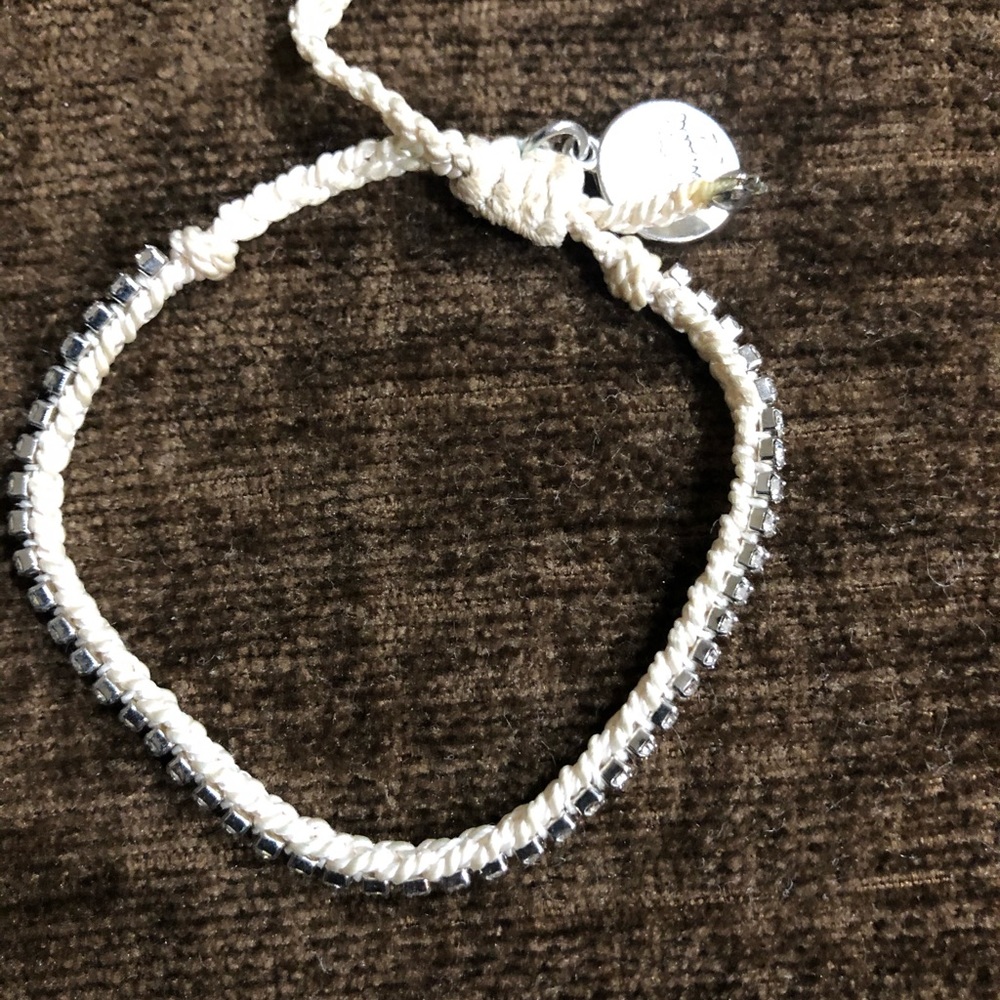 White and Rhinestone Friendship Bracelet